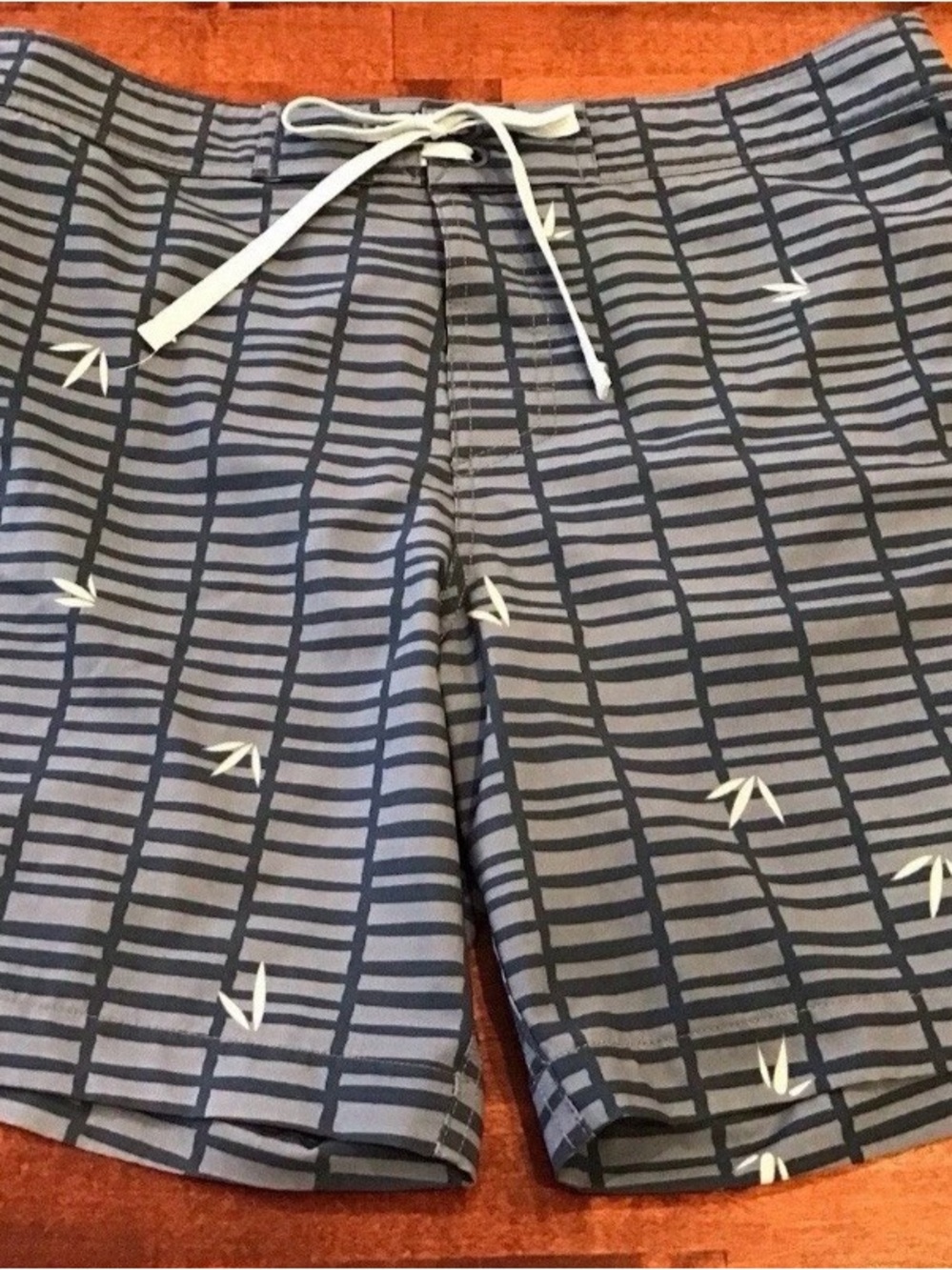 Men's Gray Patterned Swim Trunks